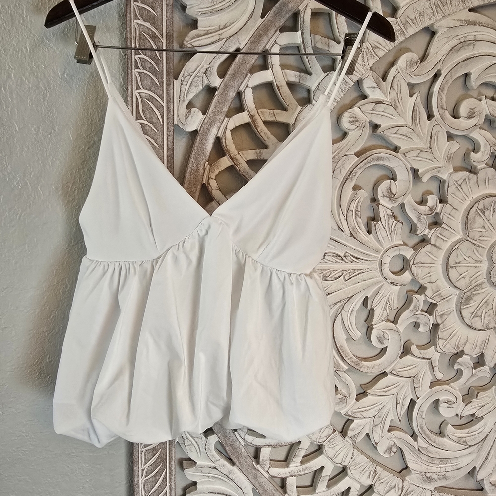 Zara Women’s Bubble Hem Strappy White Top S